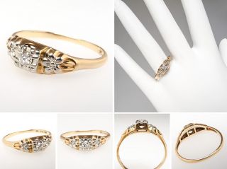 Antique Diamond Engagement Ring Floral 14K & 18K Gold sku:br0050