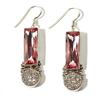 Jewelry Earrings Drop Sajen Silver Pink Crystal and Drusy Drop