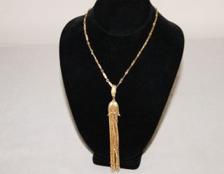 Long Vintage Goldtone Gold Tone Necklace with Chain Link Fob Unmarked