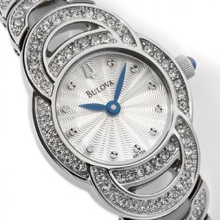 Bulova Ladies Round Crystal Scalloped Link Bracelet Watch