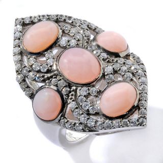 Yours by Loren Pink Opal and White Zircon Sterling Silver Ring