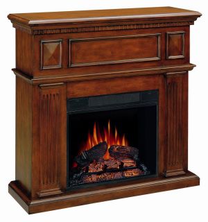 Mahogany Finish Electric Fireplace Mantel Heater with 23 Insert