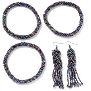  gems braided earrings and 3 piece bracelet set rating 61 $ 11 95 s h