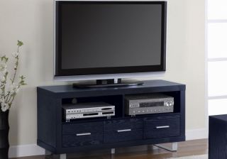 Black Finish Entertainment TV Console Stand Metal Legs