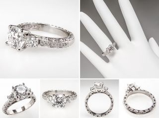  GIA 1 Carat E VVS1 Diamond Engagement Ring Platinum HT2369P skuwm7836