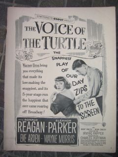   Voice Of The Turtle Ronald Reagan Eve Arden Eleanor Parker Movie Ad