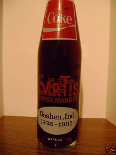 Everetts Supermarket Goshen Indiana 10 oz Coke Bottle