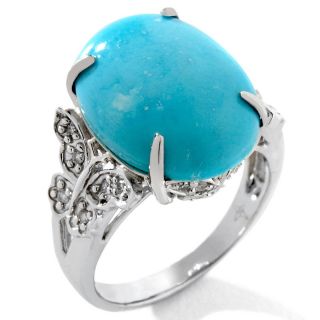 White Cloud Turquoise and Diamond Sterling Silver Butterfly Ring at