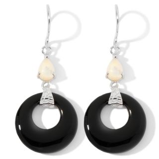 Black Onyx and Mother of Pearl Sterling Silver Earrings at