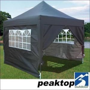 Peaktop 10x10 EZ Pop Up Canopy Gazebo Party Tent Black Waterproof
