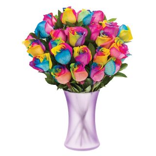 244 975 the ultimate rose one dozen rainbow roses with vase rating be