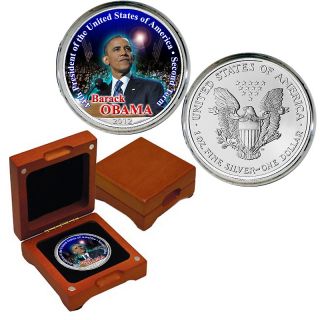 Barack Obama 2nd Term Colorized Silver Eagle Coin