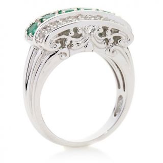 Victoria Wieck .92ct Emerald and White Topaz Sterling Silver Saddle