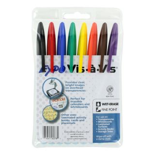 Expo Vis A Vis Overhead Transparency Markers, Assorted Colors, 8/Pack