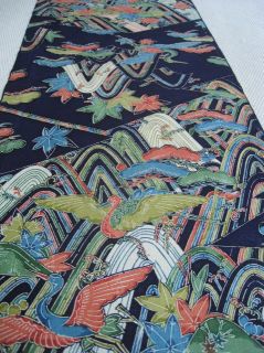 F177 Vintage Japanese Silk Kimono Fabric Quilt Craft