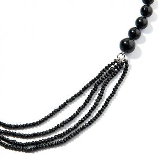 Heritage Gems Black Spinel and Black Obsidian 18 Beaded Necklace at