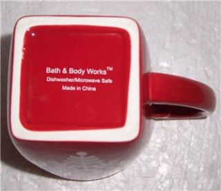Bath & Body Works Large Red Xmas Holiday Mug With Snowflakes