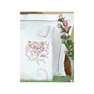 110 8906 stamped pillowcases with white lace edge 2 pack mare and colt