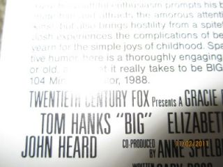  Big VHS 1988 89 Tom Hanks Elizabeth Perkins Robert Loggia John Heard