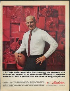 New York Giants Y A Tittle for Manhattan Shirts Ad 1963
