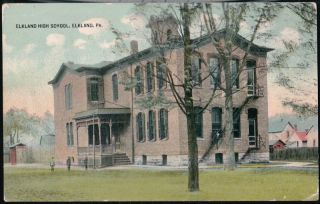 Elkland PA High School Vintage Postcard Early Old Pennsylvania Town