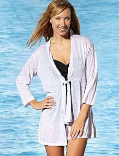 Valdi White Sheer Tie Front Swimsuit Cover Up Tunic s Small $54 New