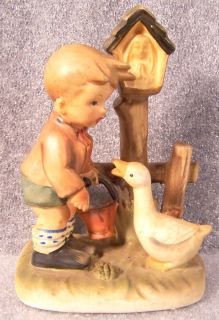 Erich Stauffer 5 Figurine Boy w Pail Meets GOOSE 8336