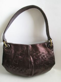 Elliott Lucca Leather Woven Ergo shoulder handbag Metallic Burgundy