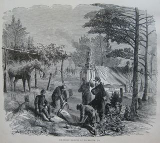 1895 Antique Civil War Print Falmouth VA Soldiers Graves Lower Casket
