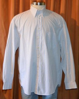 Faconnable Long Sleeve Blue White Brown 100 Cotton Checkered Shirt