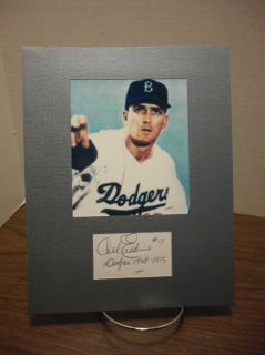 Carl Erskine Autograph Brooklyn Dodgers Display Signed Signature COA