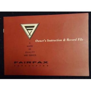 1969 Fairfax Vacuum Cleaner Owners Manual Power Dome