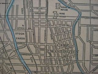 Original 1896 Streetcar Map Cincinnati Ohio River Ferry Railroad Camp