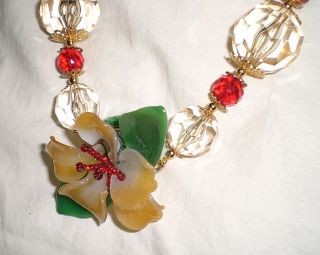 necklace is made of vintage and repurposed jewelry acrylic beads and