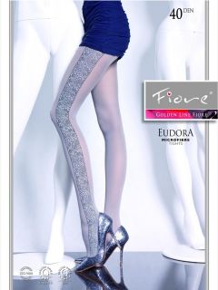Fiore Eudora Golden Line Patterned Tights 40D Oriental Style