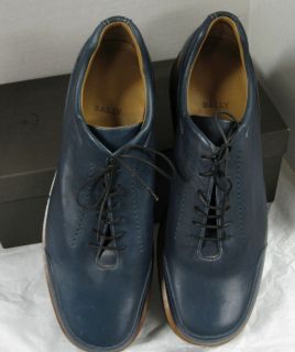 Bally Mens Euler 06 Leather Shoes Blue Sz 12 $385