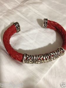 Esposito Braided Leather and Sterling Silver Cuff Bracelet