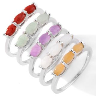 147 886 set of 5 sterling silver multi color jade rings rating be the
