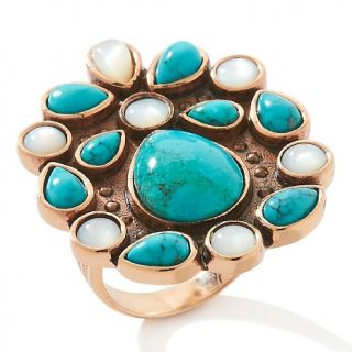 163 827 cl by design turquoise and mother of pearl bronze ring rating