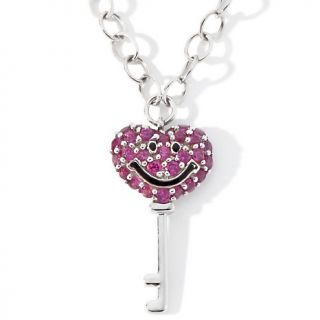 155 830 sterling silver rhodolite and enamel smiley heart key necklace