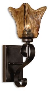  Sconce 100 Watt Lamp Iron Glass Light European Style Bronze