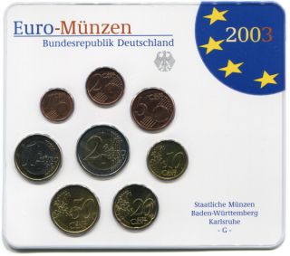 GERMANY 2003G, OFFICIAL BU SET   Euro mint set 8 coins G ☆ ALEMANIA