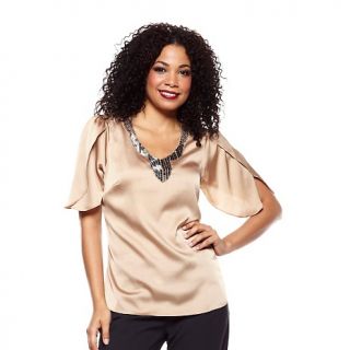 207 162 queen collection v neck blouse with beaded neckline rating 2 $