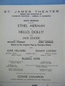 ethel merman hello dolly rare 1970 broadway playbill