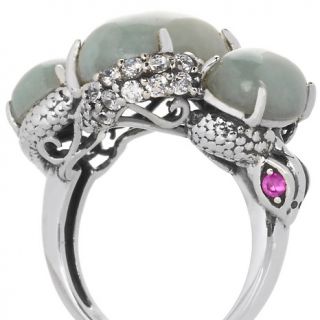 Jewelry Rings Gemstone Jade of Yesteryear 3 Stone Sterling Silver