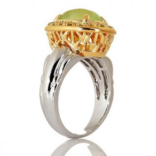 Victoria Wieck Oval Prehnite and Peridot Frame Ring