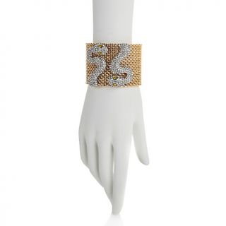 Jewelry Bracelets Bangle V by Eva Pavé Crystal Snake Design Mesh