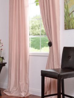 rose blush vintage faux dupioni silk curtain drape lined interlined