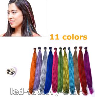 Grizzly Synthetic Feather Hair Extension with Beads ★11 Colors