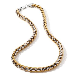 184 344 men s 2 tone stainless steel braided link necklace rating 1 $